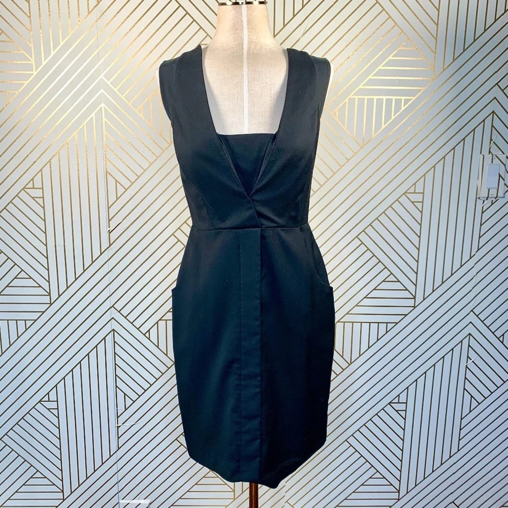 Adam Lippes Sheath‎ Dress Straight Sleeveless Pencil Wool Cashmere Black Size 0